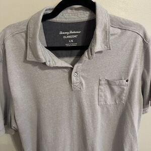 Tommy Bahama‎ Island Zone Shirt Mens LGray Short Sleeve Polo Cotton